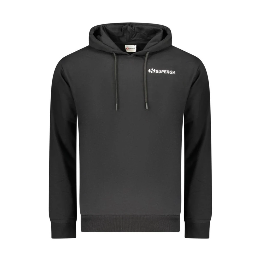 Superga Men's Black Cotton Crewneck Sweatshirt With Ribbed Trims
