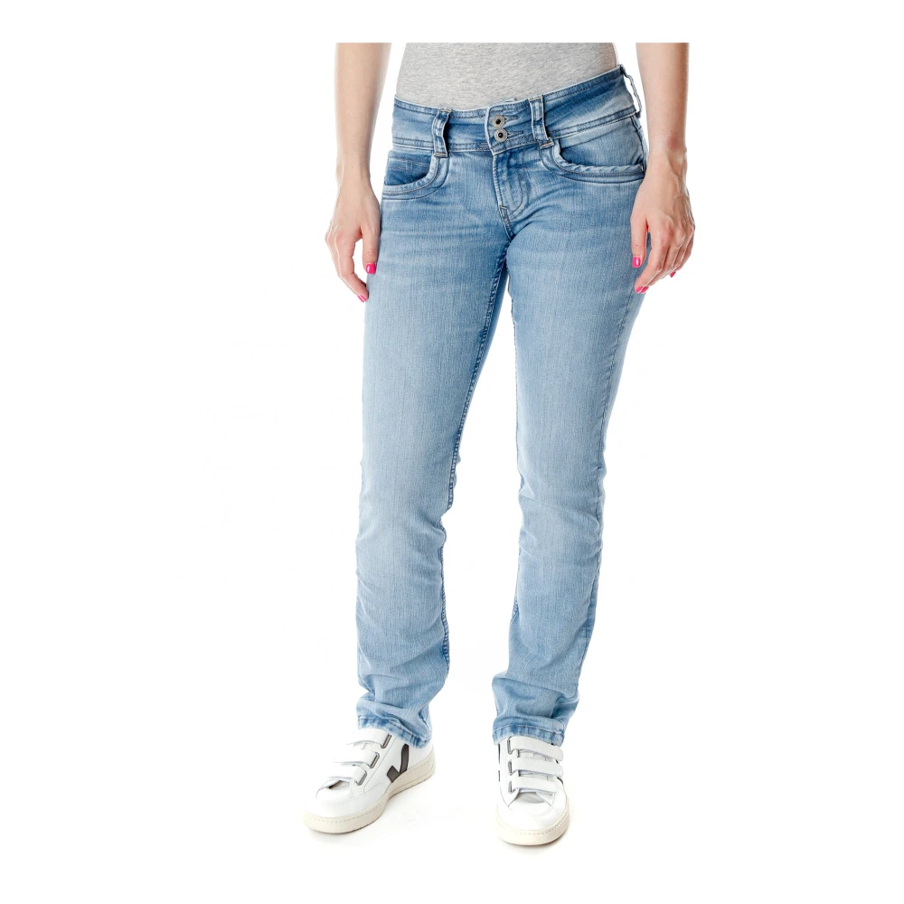 Pepe Jeans Klassieke Straight Fit Mid Waist Jeans Blue Dames