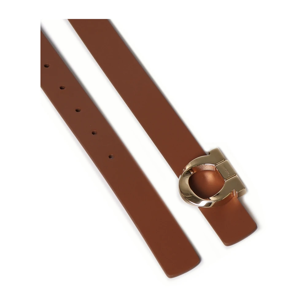Salvatore Ferragamo Bruine leren riem met metalen gesp Brown Dames