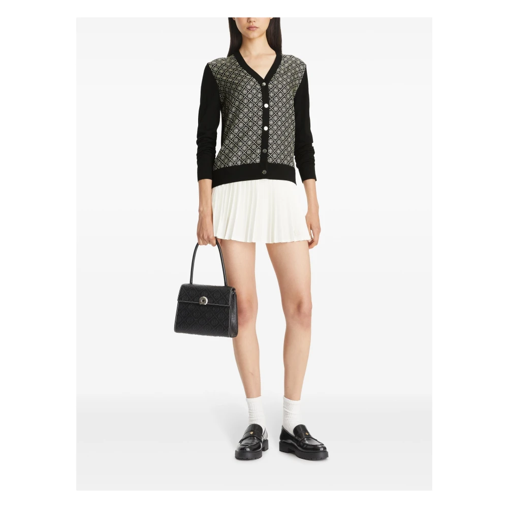 TORY BURCH Monogram Zijden Voorkant Vest Black Dames