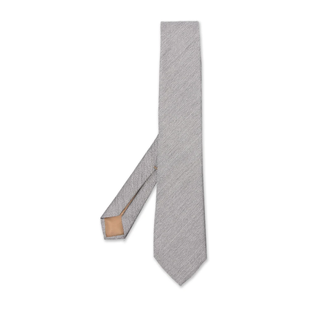 Hugo Boss Elegante Jacquard Grijze Stropdas Gray Heren
