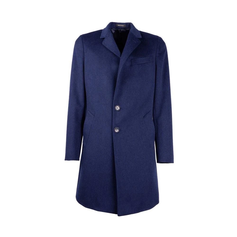Made in Italia Elegante Marineblauwe Wollen Jas Blue Heren