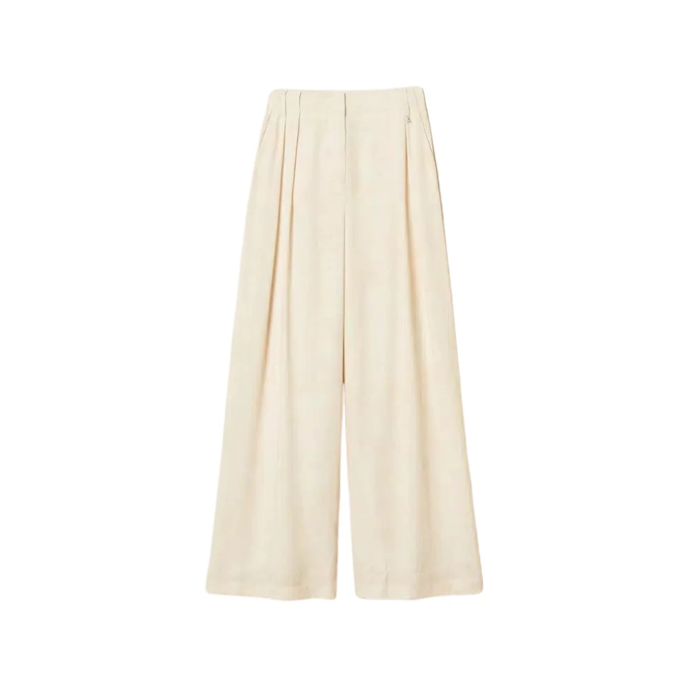 Twinset Women's Beige Palazzo Trousers With Print - Wide Trousers - Xs - Trousers