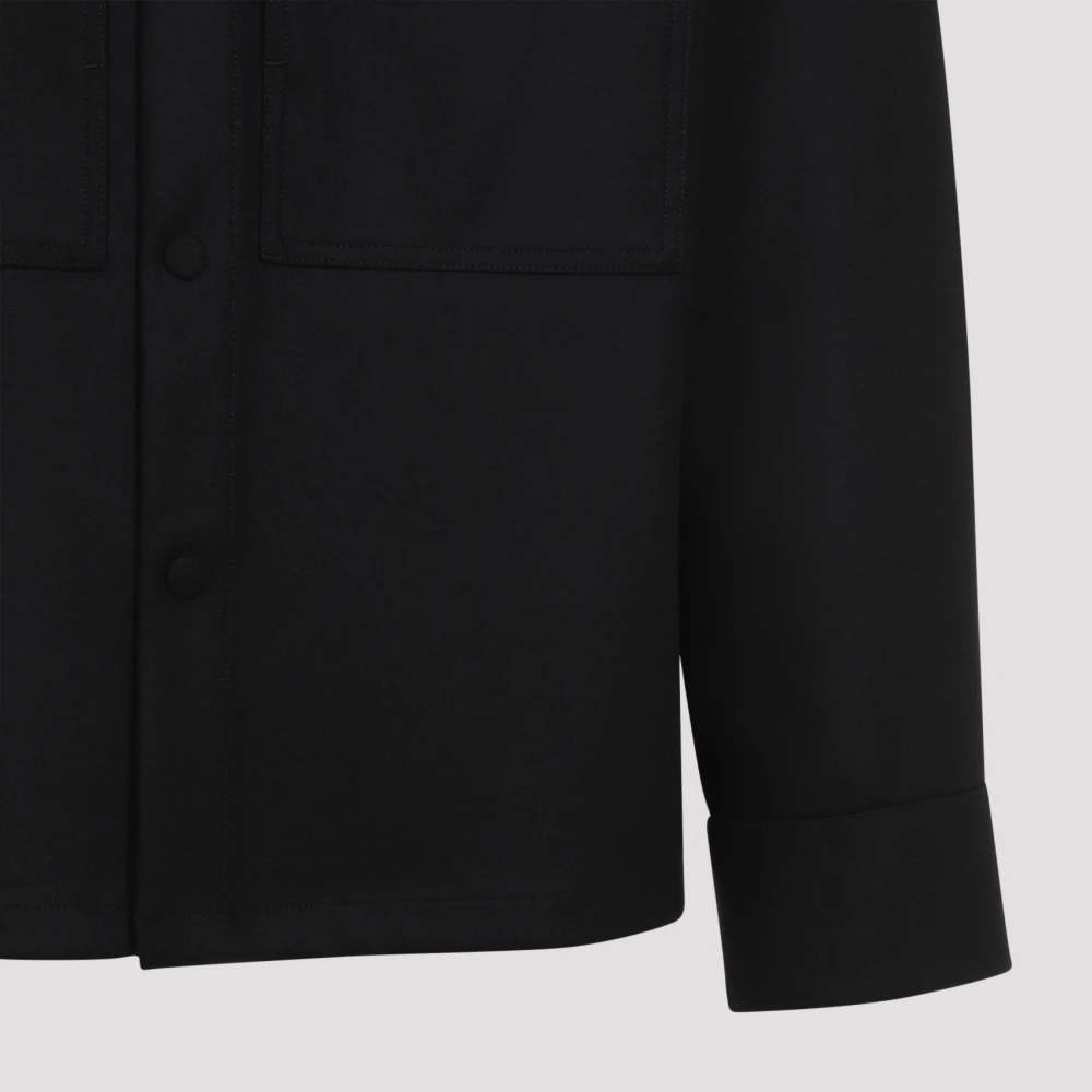 Jil Sander Zwarte Wollen Overhemd Aw24 Black Heren