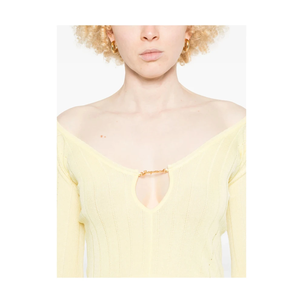 Jacquemus Citroengele Sweater met Boothals Yellow Dames