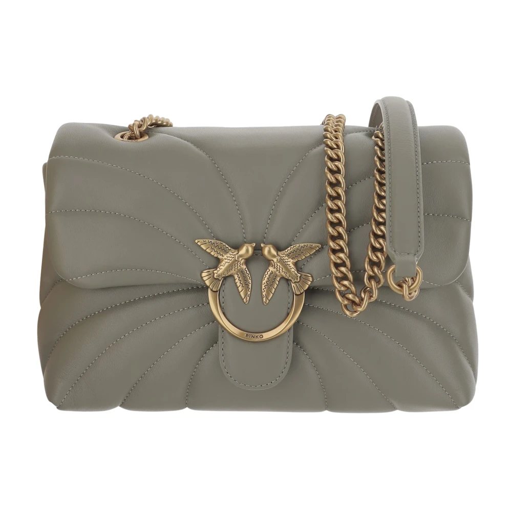 pinko Gewatteerde Leren Vlindertas Love Birds Green Dames