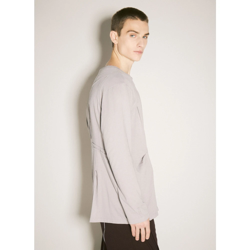 Kiko Kostadinov Panel Cotton Henley T-Shirt Gray Heren