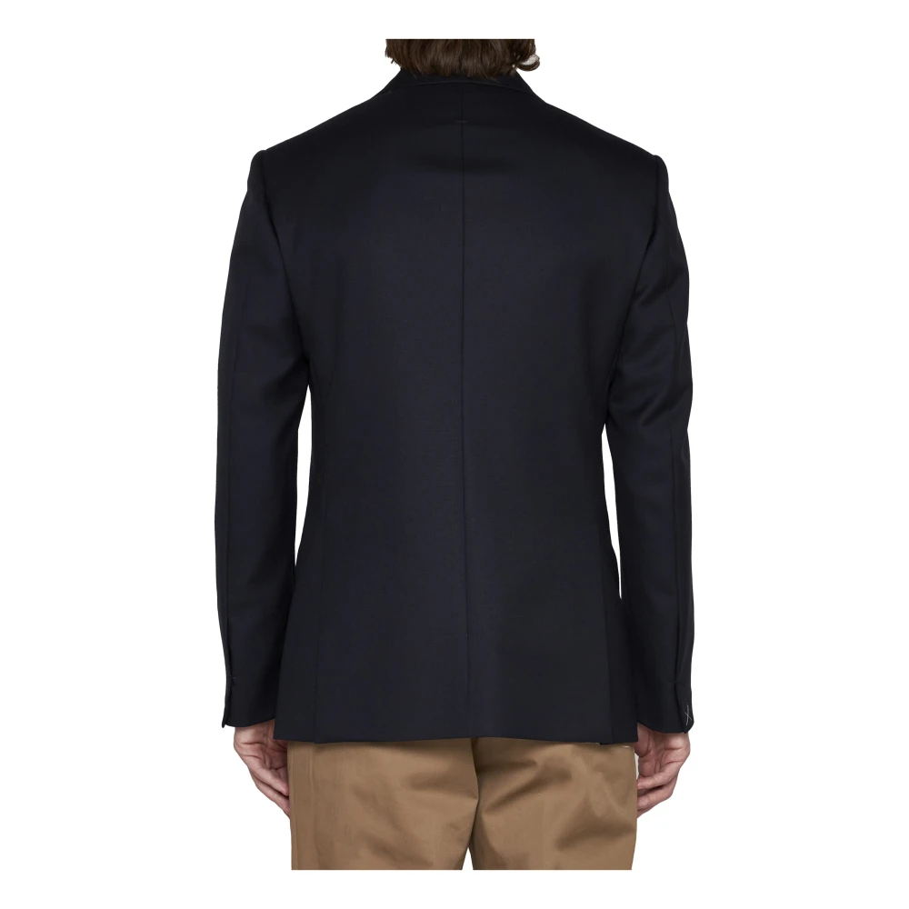 D4.0 Midnight Blue Wol Blazer met Peak Revers Blue Heren