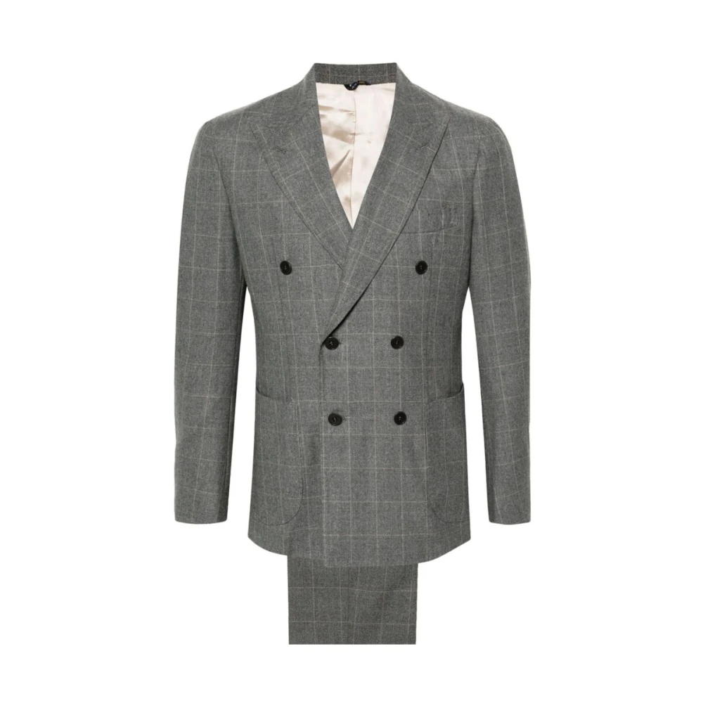 Gabo Napoli Grijze Wolruit Blazer en Broek Gray Heren