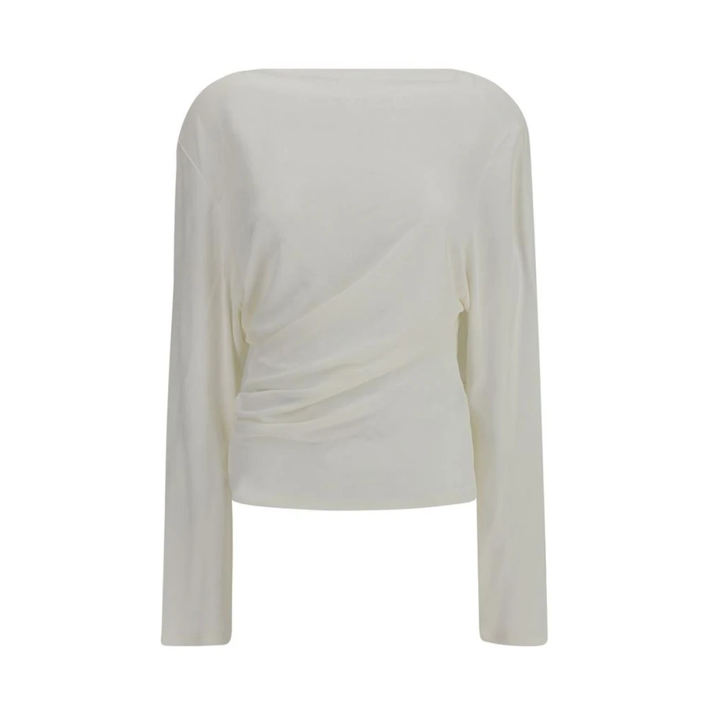 Jacquemus Stijlvolle Top met Plooien en Lange Mouwen Beige Dames