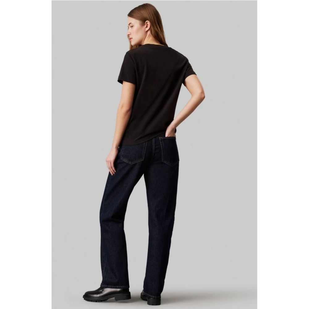 Calvin Klein Zwart Logo Textuur T-shirt Black Dames
