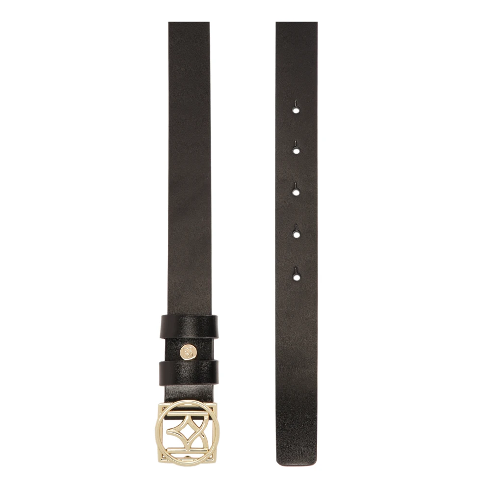 Kazar Minimalistische leren damesriem met logogesp Black Dames