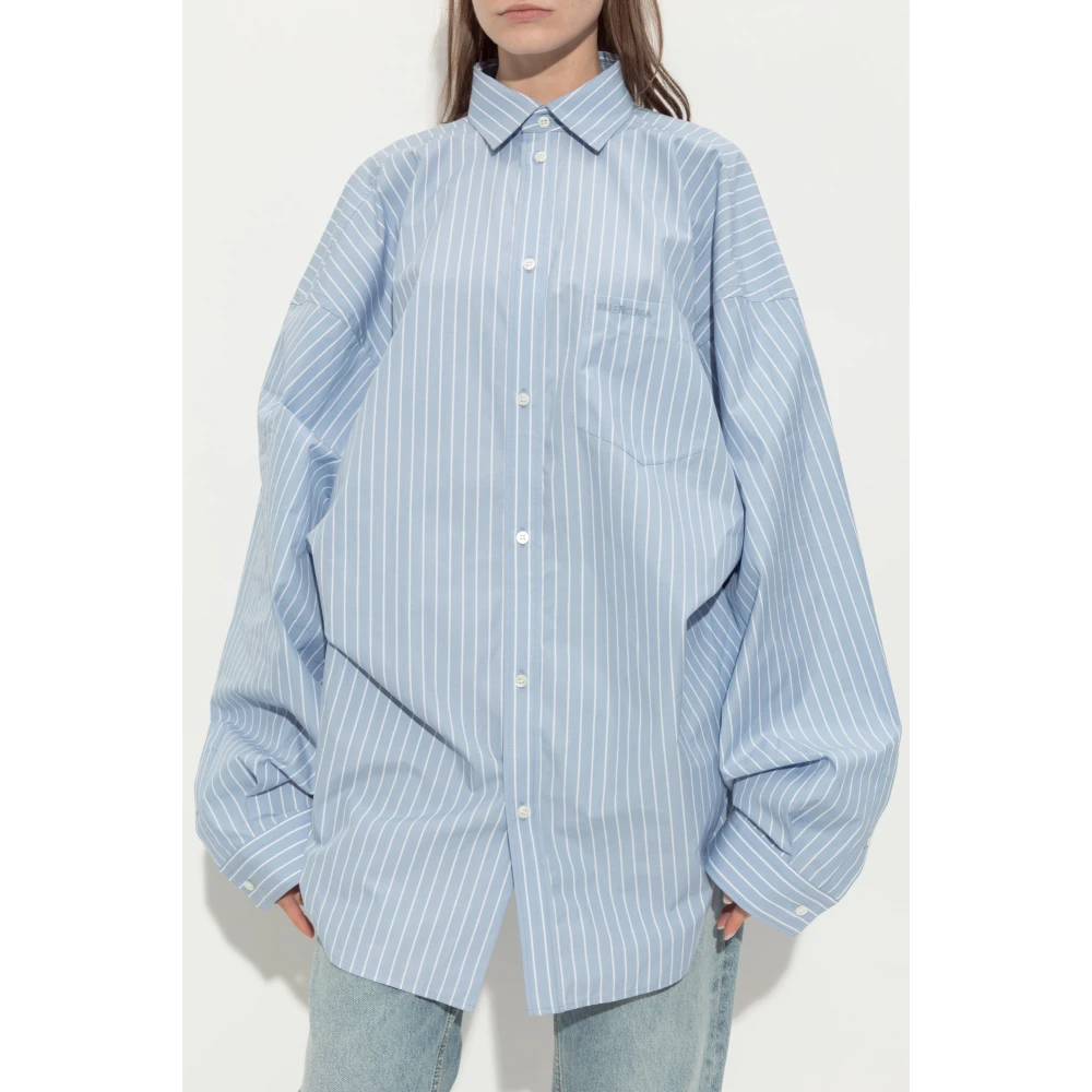 Balenciaga Gestreept patroon overhemd Blue Dames
