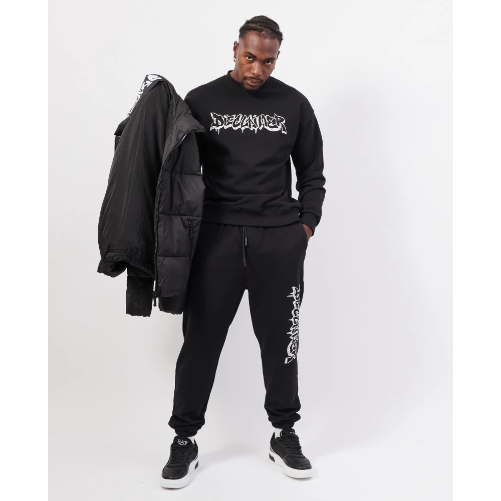 Disclaimer Zwarte Crewneck Lange Mouw Logo Sweatshirt Black Heren