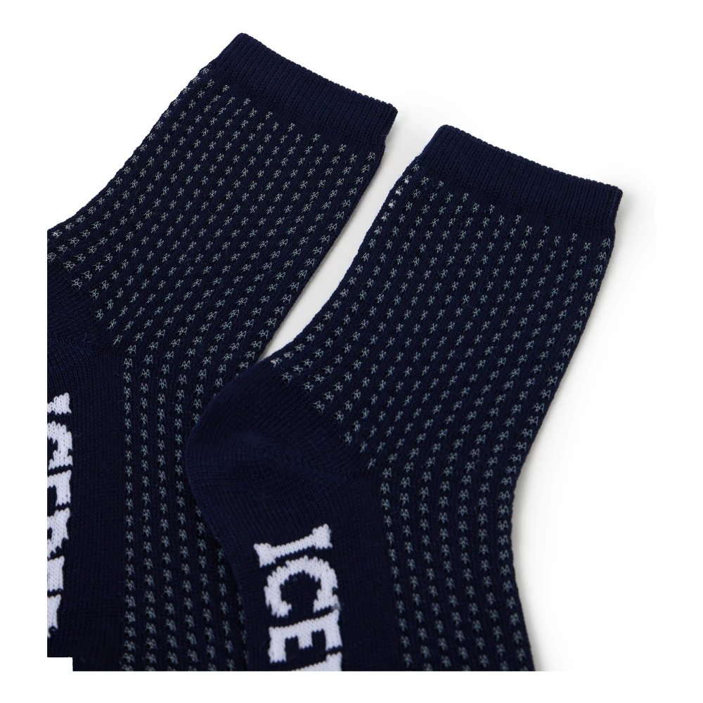 Iceberg Blauwe geperforeerde sokken met contrasterend jacquard logo Blue Dames