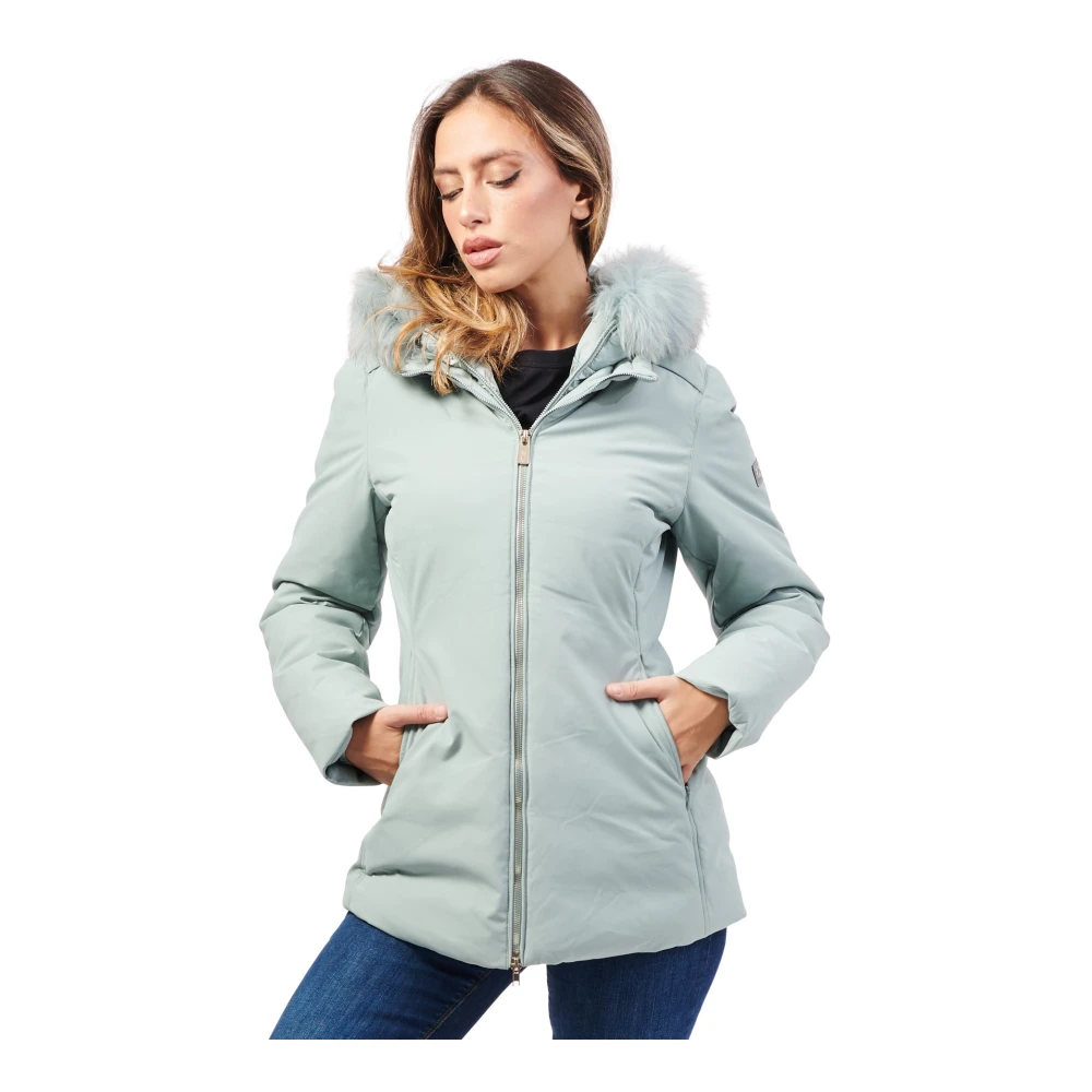 YES ZEE Groene Softshell Jas met Bont Capuchon Green Dames