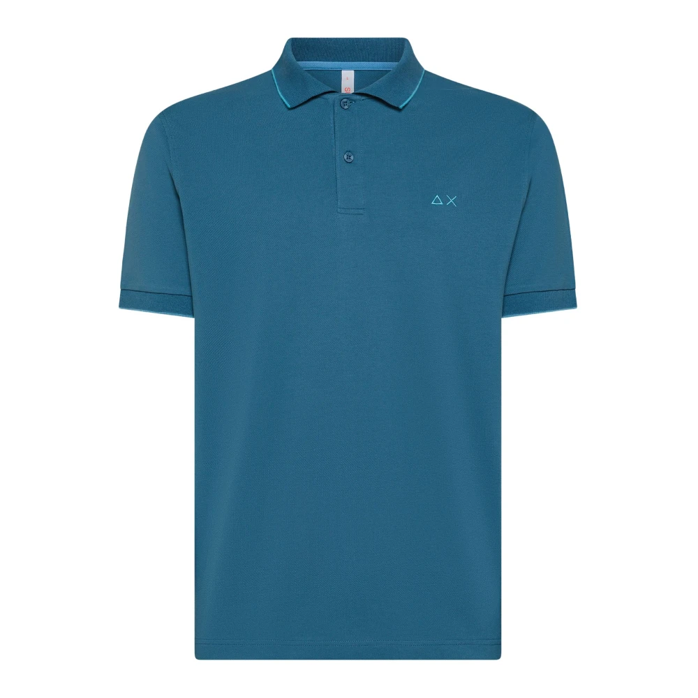 Sun68 Polo met korte mouwen en kraagdetail Blue Heren