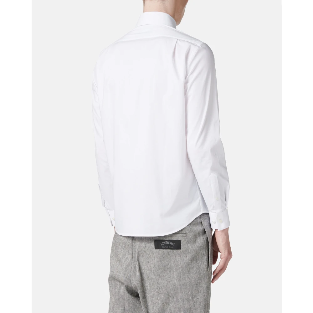 Iceberg Wit slim fit overhemd met lange mouwen en patch White Heren