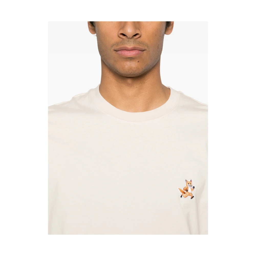Maison Kitsuné Beige Crew Neck Short Sleeve T-shirt Beige Heren