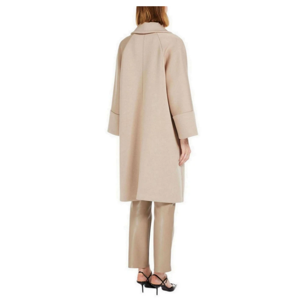 Max Mara Studio Bruine Double-Breasted Midi Jas Brown Dames
