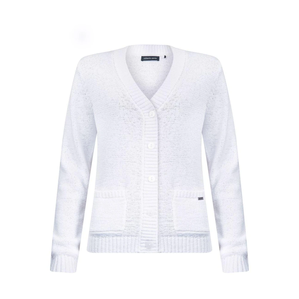 Roberto sarto Witte Cardigan Lange Mouw Stijlvol White Dames