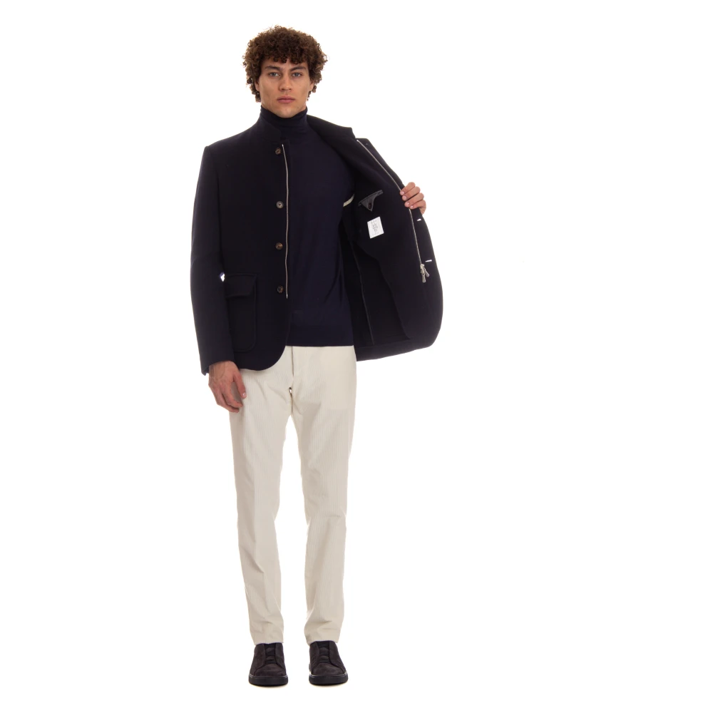 Eleventy Blauwe Dubbele Ritsjas Blue Heren