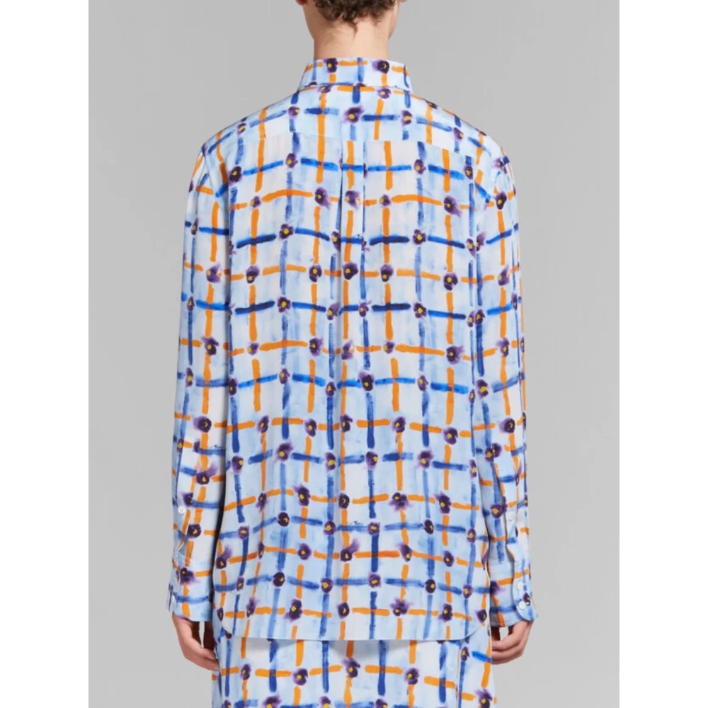 Marni Zijden Saraband Print Shirt Blue Dames