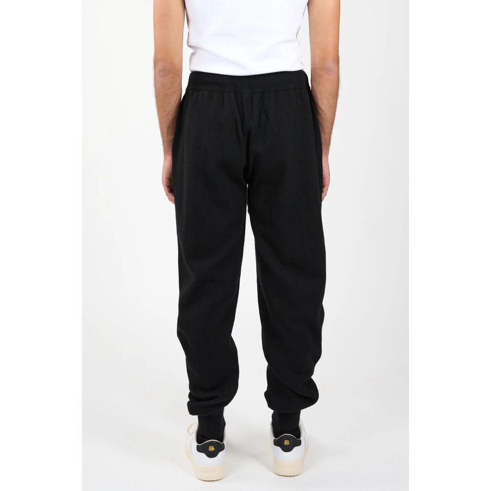 Roberto Collina Merinowol Elastische Taille Broek Black Heren
