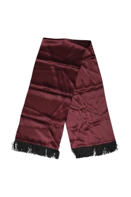 Silk Satin Fringed Neck Foulard Scarf