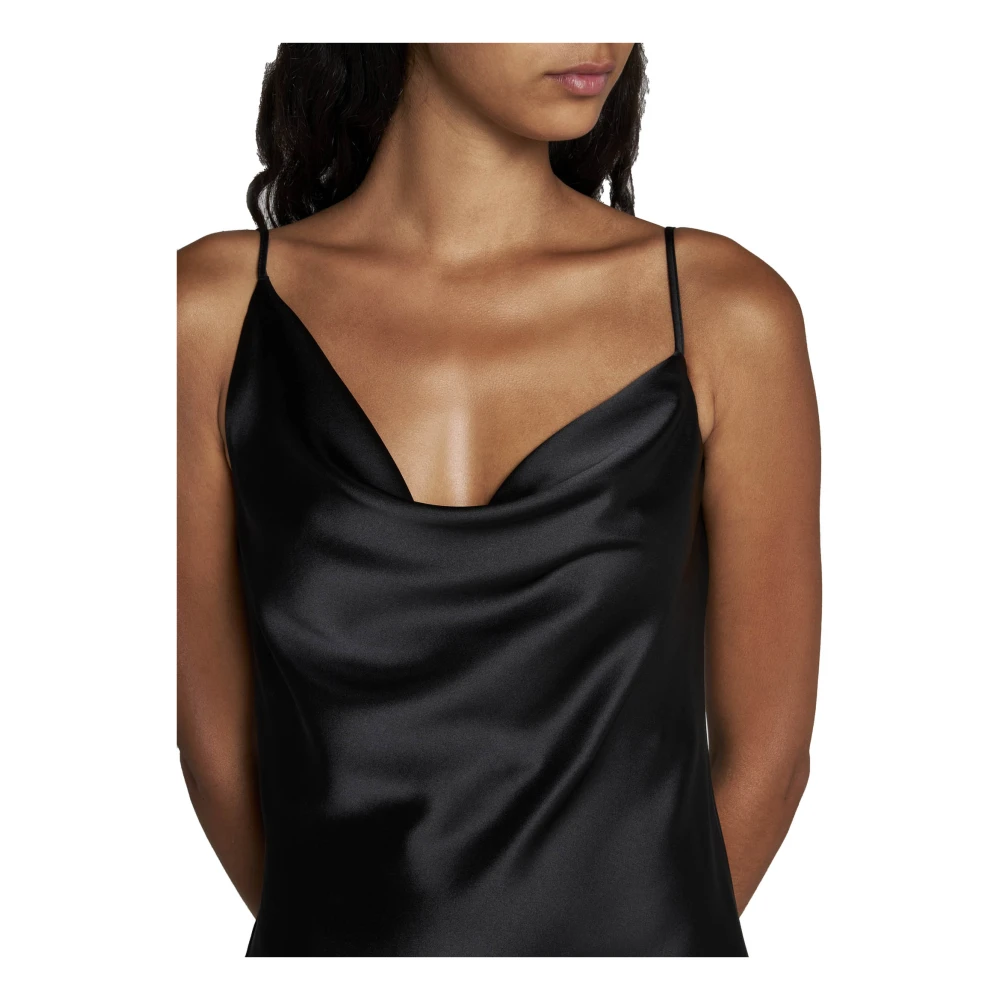 Blanca Vita Satijnafgewerkte Gedrapeerde Jurk Black Dames