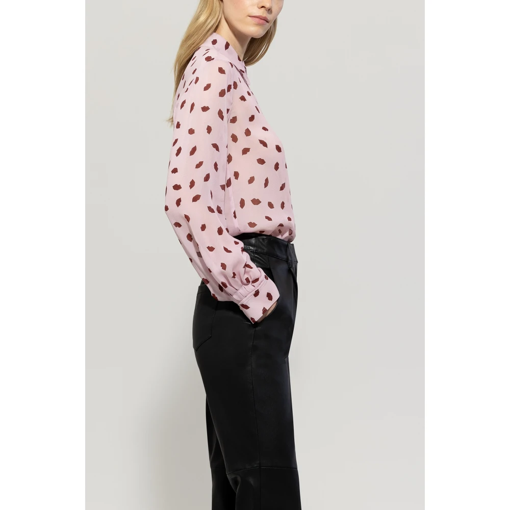 LUISA CERANO Lip Print Blouse Pink Dames