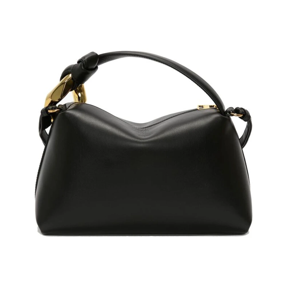 JW Anderson Zwarte leren schoudertas met kettinglink Black Dames