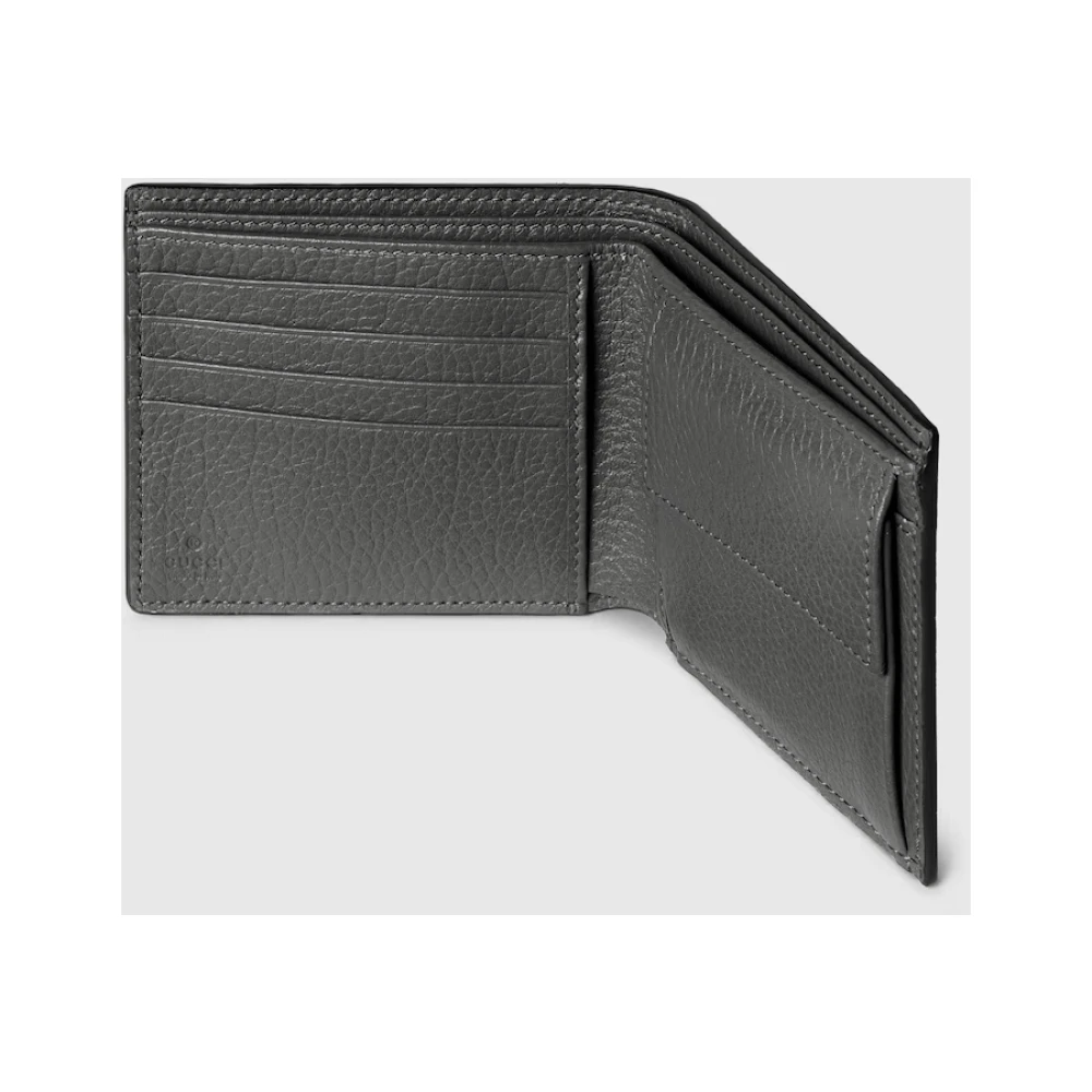Gucci Grijze Leren Bi-Fold Portemonnee Gray Heren