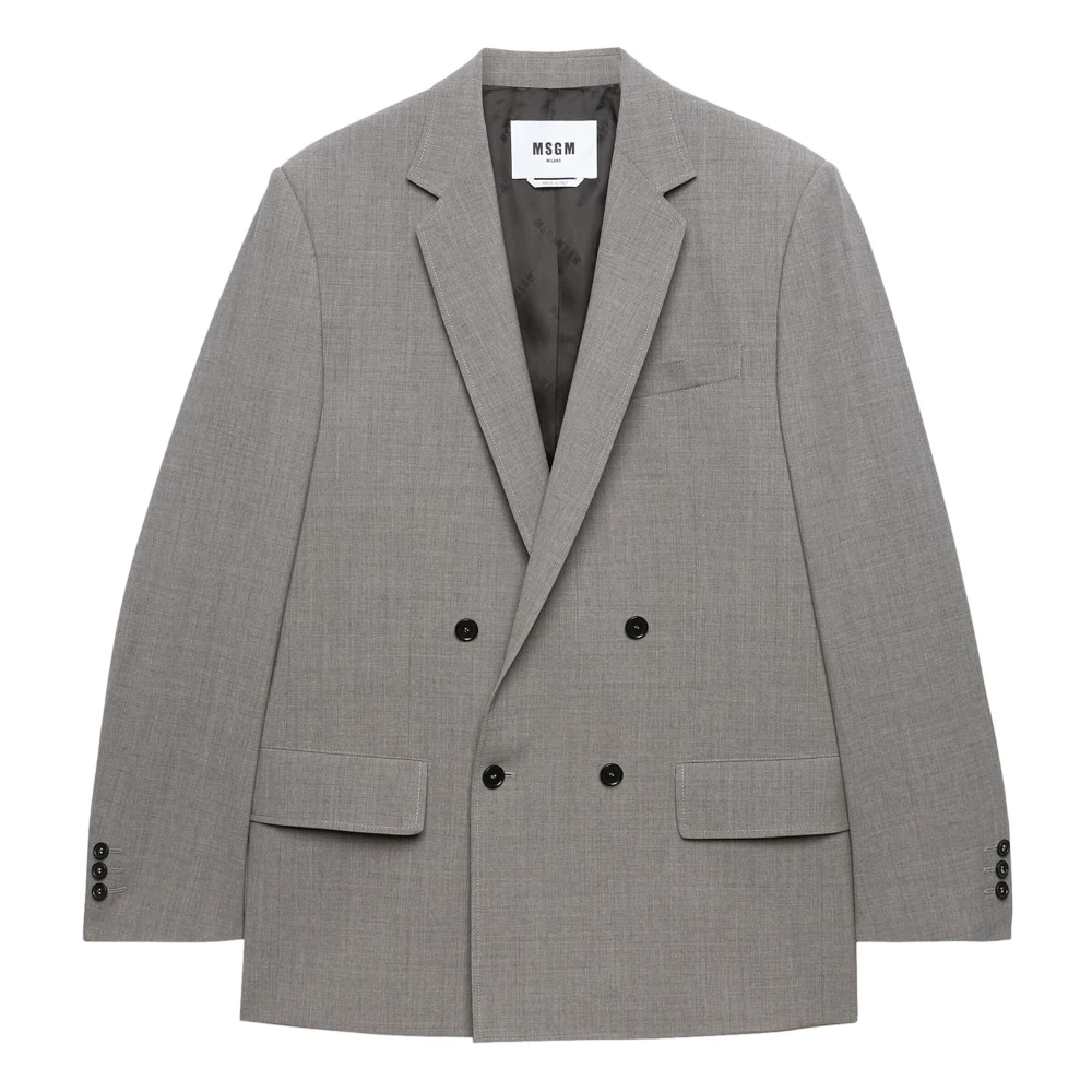 Msgm Grijze Double-Breasted Jassen Gray Heren
