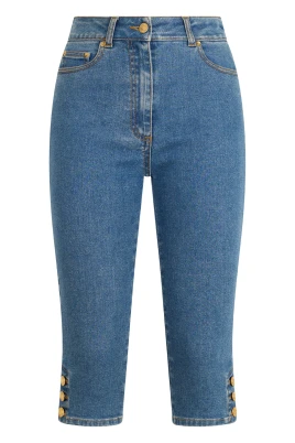 Croppade jeans med knappar