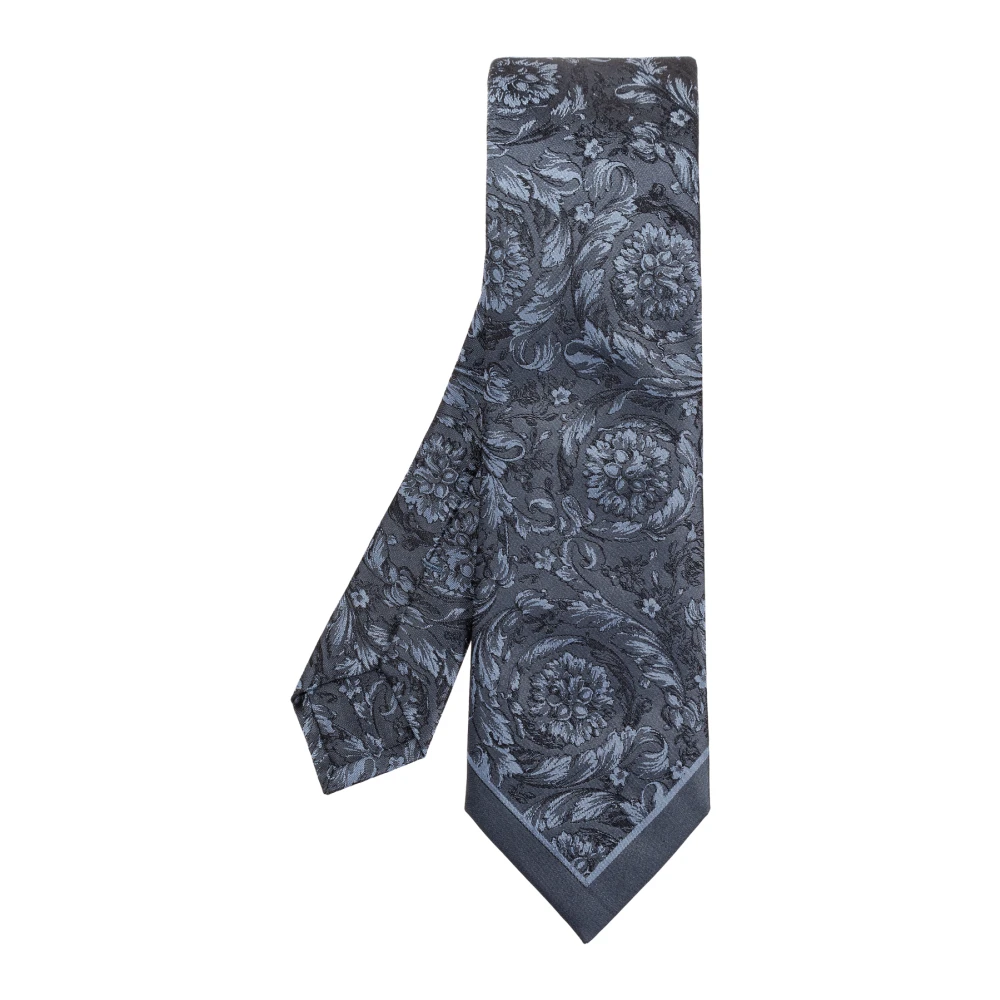 Versace Zijden stropdas met Barocco-motief Blue Heren