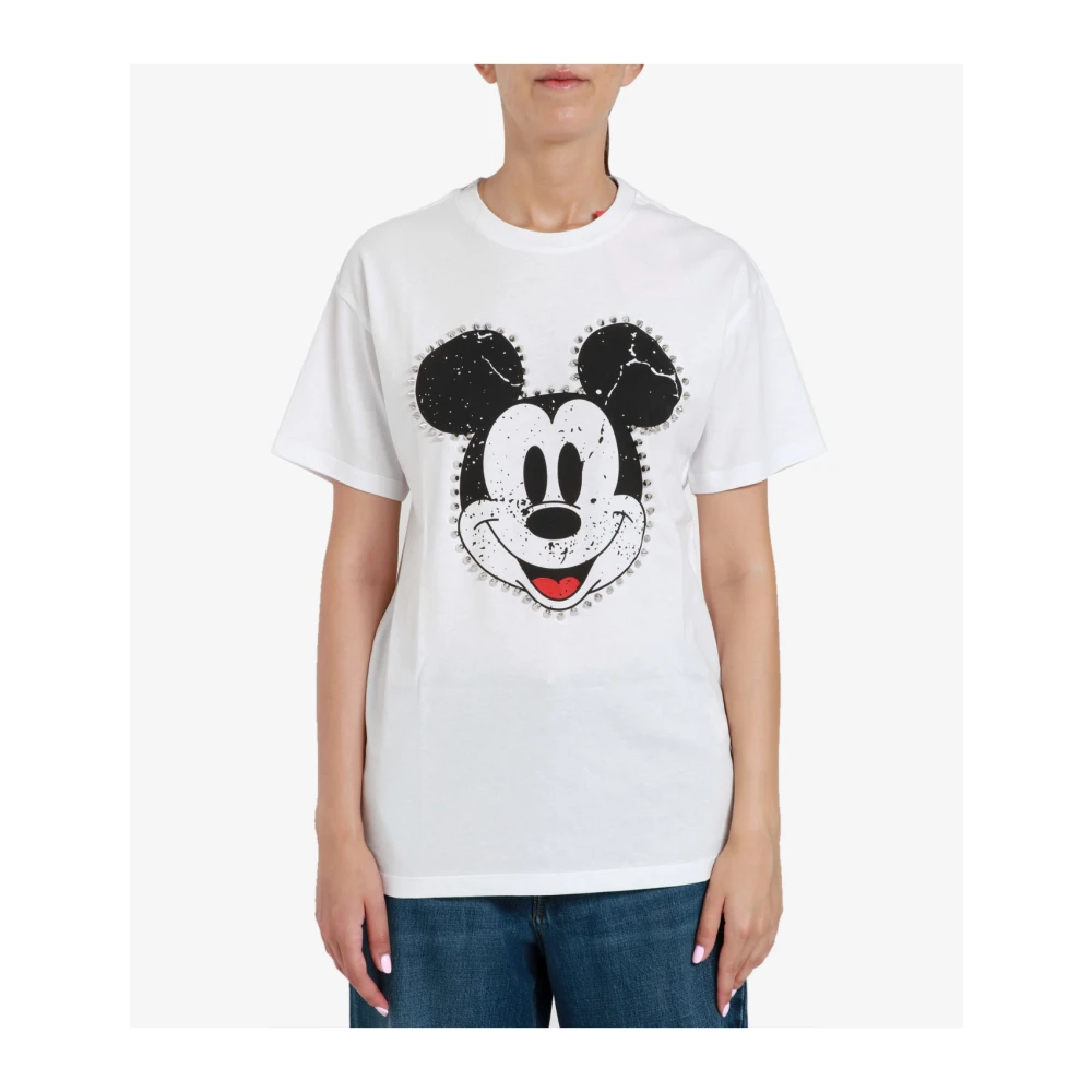 Aniye By Mickey Crew-Neck T-shirt met studs White Dames