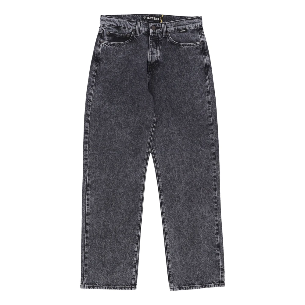 Iuter Donkergrijze Losse Denim Broek Gray Heren