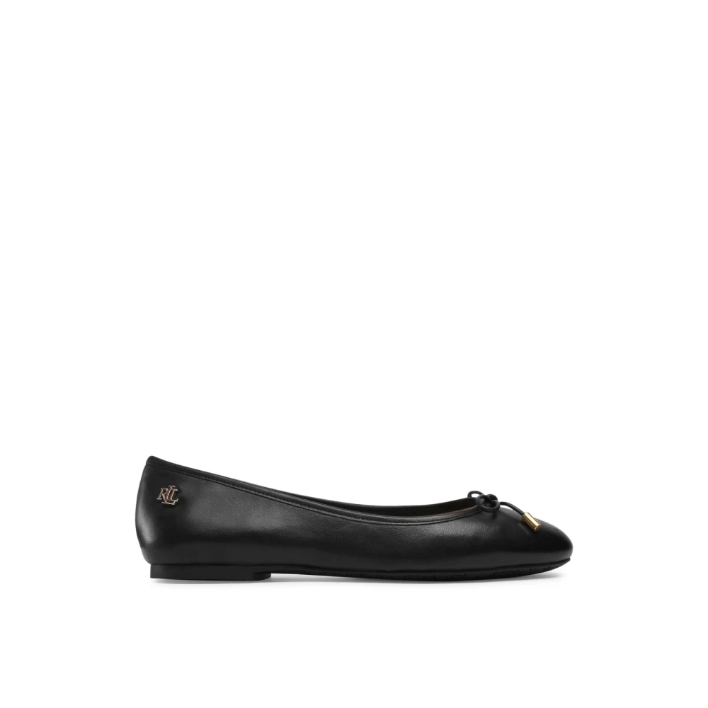 Ralph Lauren Women's Black Jayna Leather Flats Ballerinas