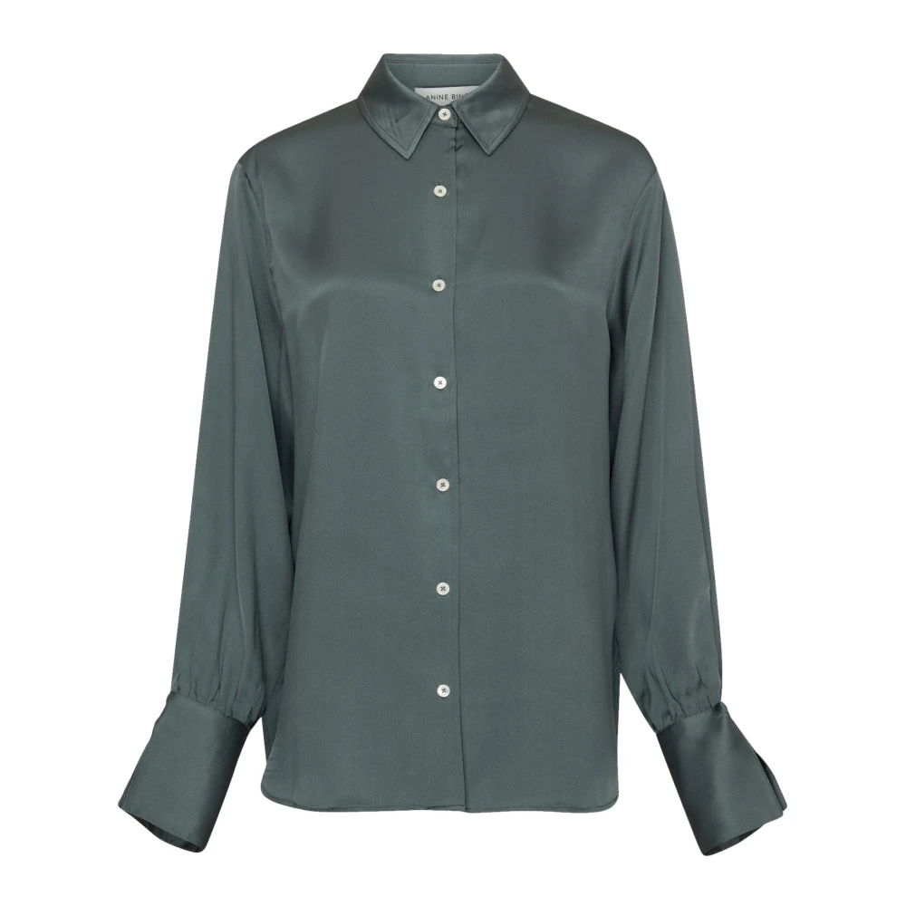 Anine Bing Monica Zijden Blouse Green Dames