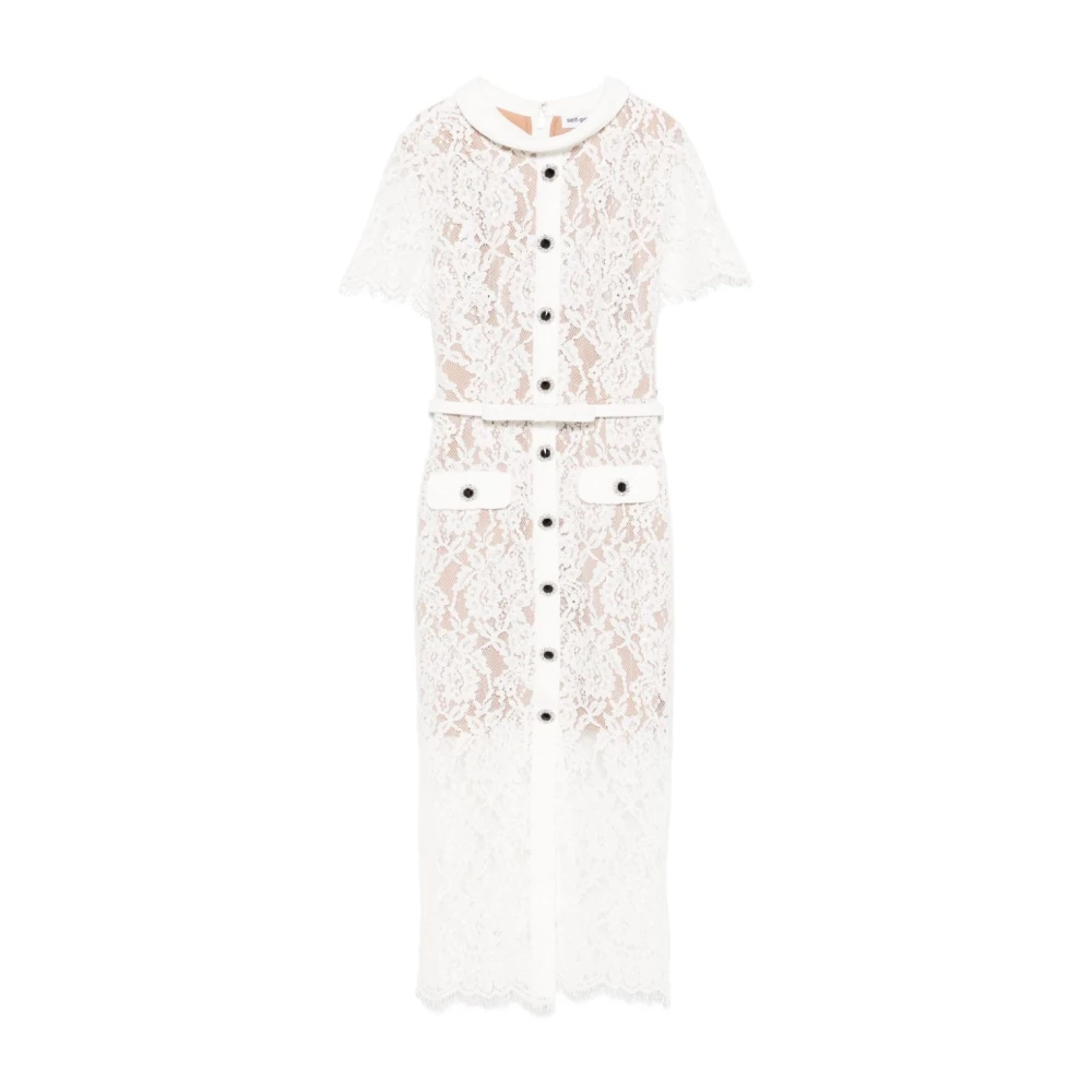 Self Portrait Witte Midi-jurk met Kant White Dames
