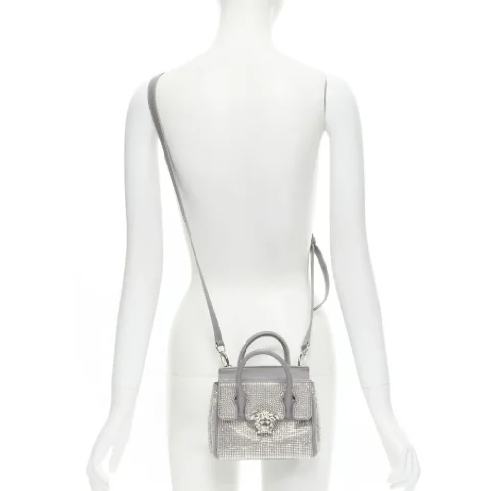 Versace Pre-owned Leather crossbody-bags Gray Dames