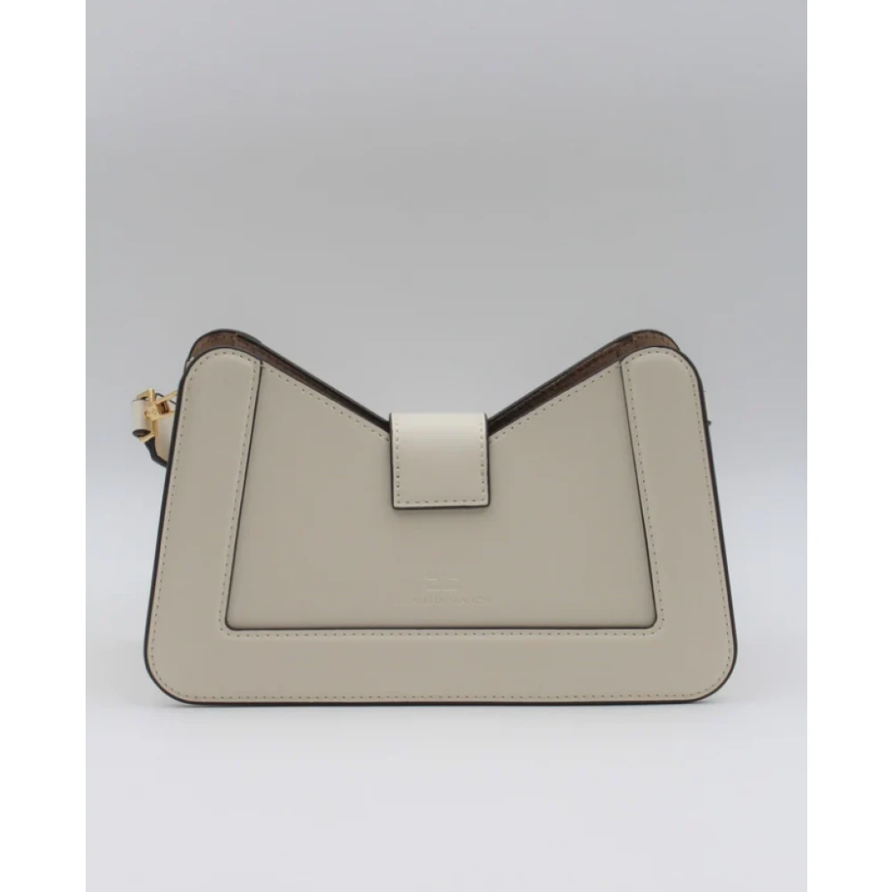 Elisabetta Franchi Mini trapeziumvormige tas met gouden logo Yellow Dames