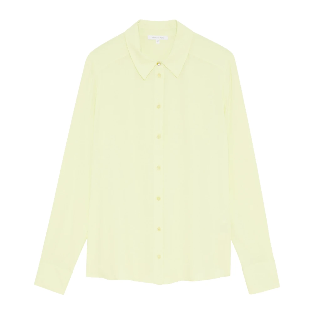 PATRIZIA PEPE Crêpe Blouse Klassieke Kraag Geknoopt Flowy Beige Dames