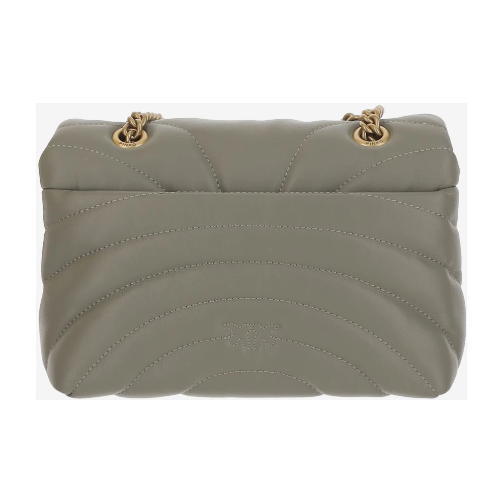 pinko Gewatteerde Leren Vlindertas met Love Birds Detail Green Dames