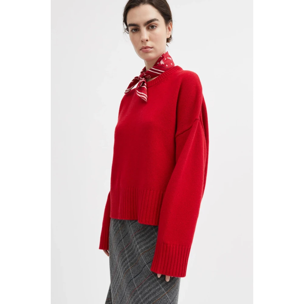 Skall Studio Oversized Merino Wool Pullover Red Dames