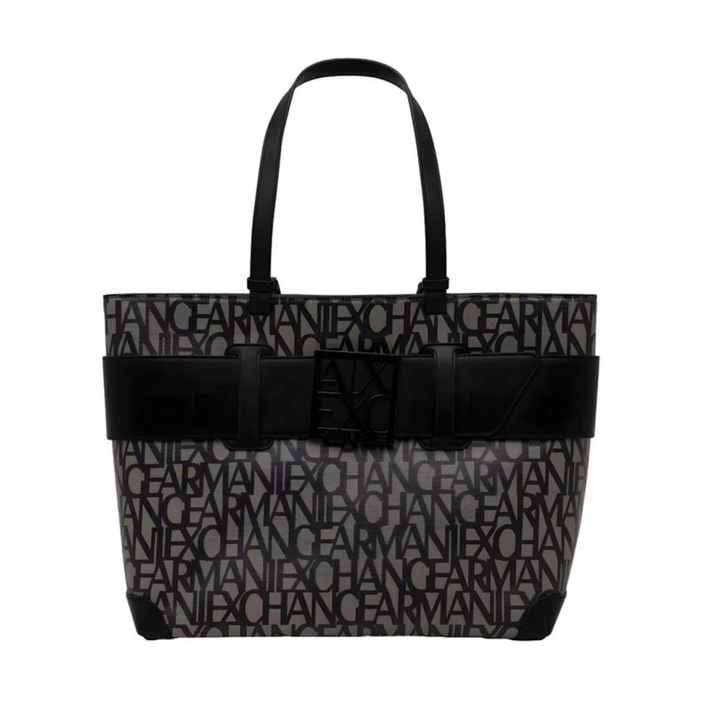 Armani Exchange Stijlvolle Polyurethaan Handtas met Ruim Interieur Black Dames