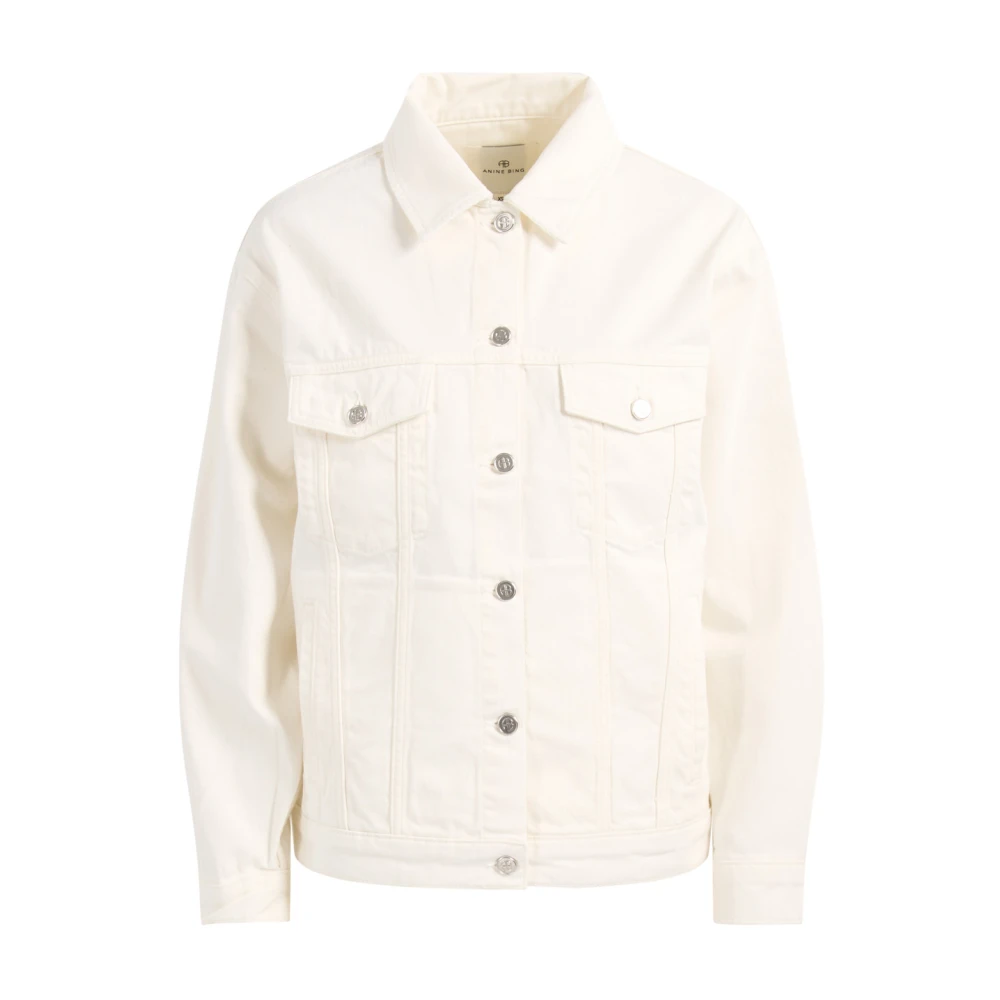 Anine Bing Women's White Denim Jackets, M, Rory Jacket