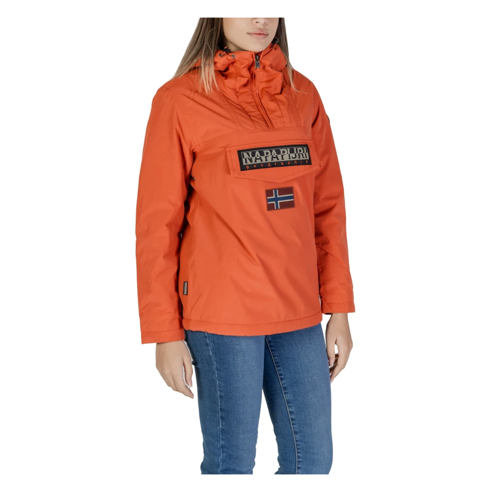Napapijri Print Slip-On Hoodie Jas met Zakken Orange Dames