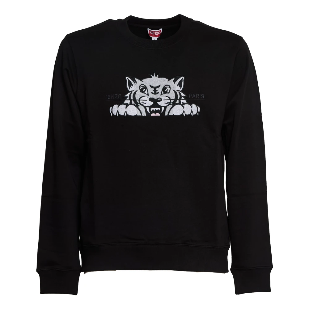 Kenzo Men's Black Sweatshirts, Xl, Happy Tiger Sweatshirt Aw25